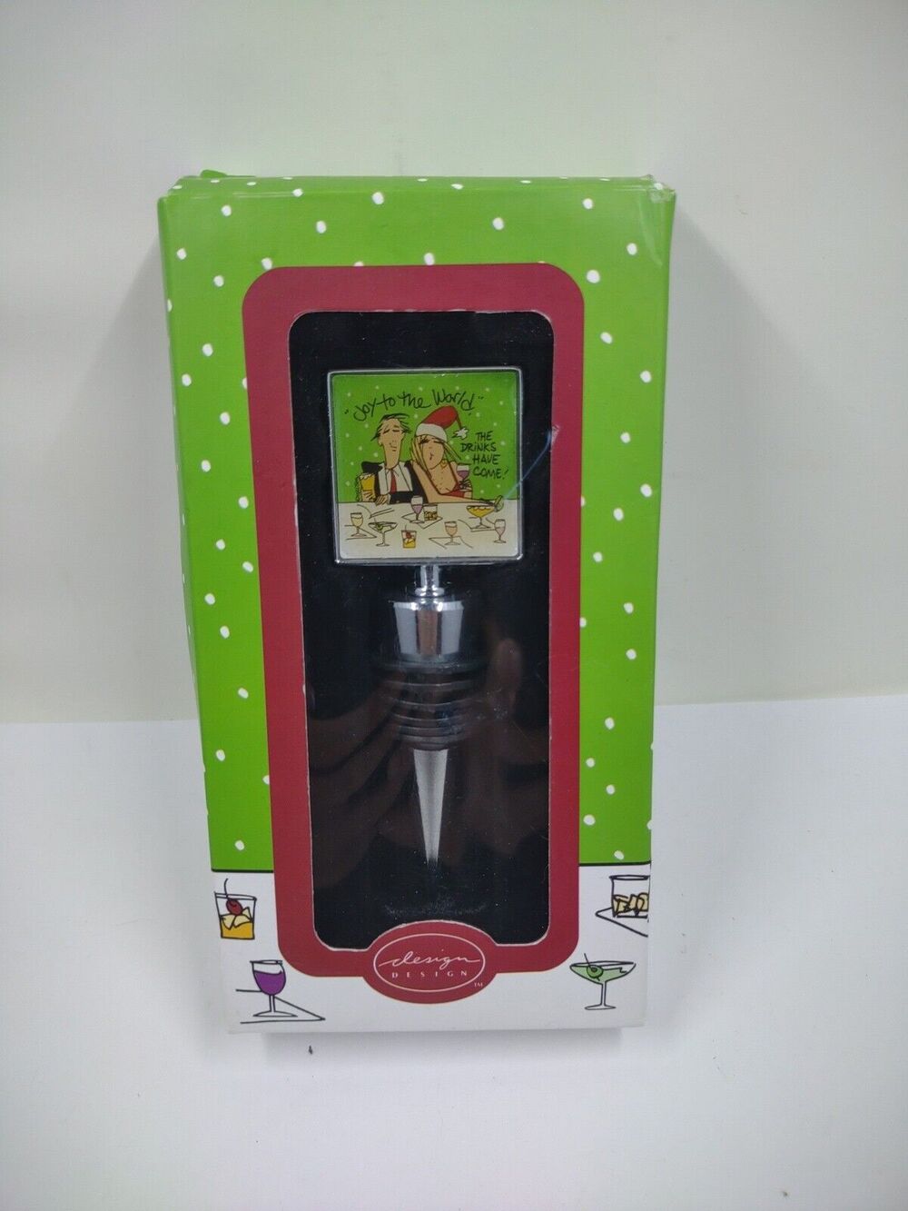Emerson Christmas Holiday Wine Stopper Joy To The World The Drinks Have Come